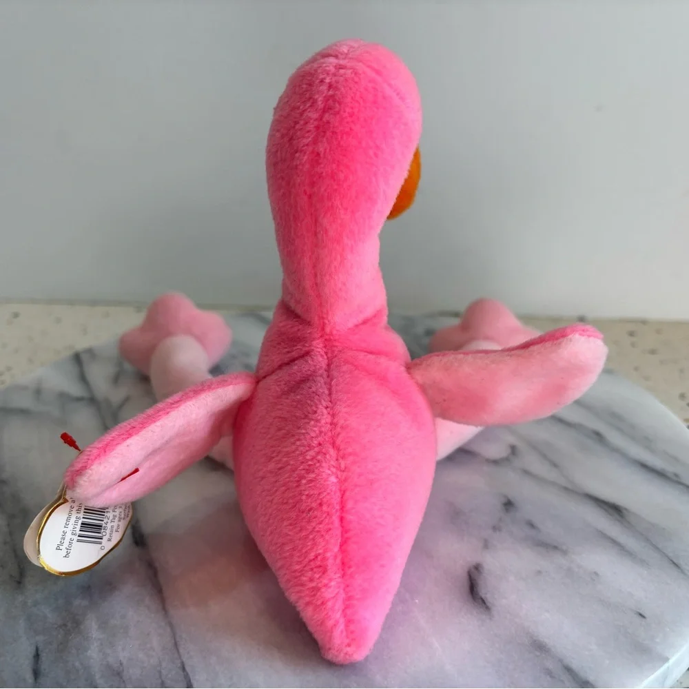 Vintage‎ 1995 Ty Beanie Pinky Pink Flamingo Plush Toy